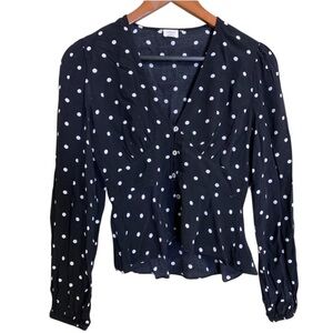 Wilfred Women’s Blouse Black & White Polka Dot Peplum Size XS